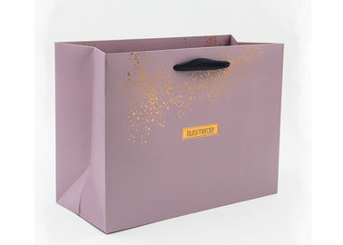 Personalised gold hot stamping boutique paper bags with black ribbon handles