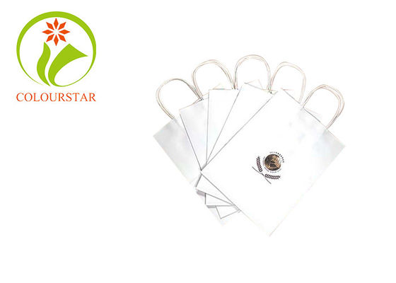 Custom Printed White Kraft Paper Bag With Twist Handle Wholesale